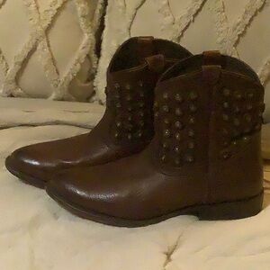 Vintage Frye studded western ankle boots.